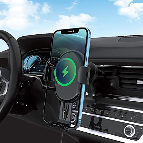 BOYUXON Wireless Car Charger Mount, Auto-Clamping Air Vent Car Phone Holder, 15W Fast Charging Phone Holder.Compatible with iPhone 14 13 12 11 Pro/Pro Max/XR/XS/X.Samsung S22/S21/S20/Note 20/10.