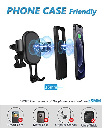 BOYUXON Wireless Car Charger Mount, Auto-Clamping Air Vent Car Phone Holder, 15W Fast Charging Phone Holder.Compatible with iPhone 14 13 12 11 Pro/Pro Max/XR/XS/X.Samsung S22/S21/S20/Note 20/10.