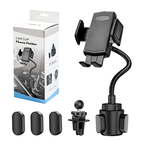 2-in-1 Cup Holder Phone Mount,Cup Holder Cradle for Cell Phone Universal Adjustable Gooseneck Cup Phone Holder,Cup Holder Phone Holder,No Shaking & Stable & Adjustable Pole,Fit for All 4"-7" Phones