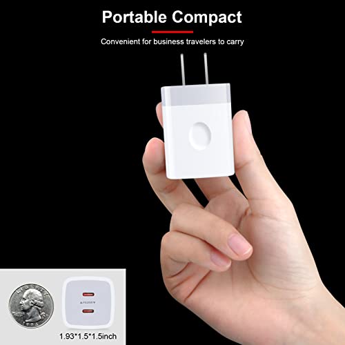 USB C Block,Sicodo 40W Dual USB C Wall Charger,2-Port PD 3.0 20W USB C Cube Power Adapter for iPhone 14/14 Pro/14 Pro Max/13/12/11/X Plus,Samsung Galaxy S23 Ultra,S22,S21,Pixel 7Pro/7,USB C Wall Plug