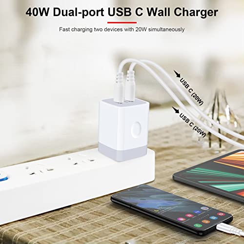 USB C Block,Sicodo 40W Dual USB C Wall Charger,2-Port PD 3.0 20W USB C Cube Power Adapter for iPhone 14/14 Pro/14 Pro Max/13/12/11/X Plus,Samsung Galaxy S23 Ultra,S22,S21,Pixel 7Pro/7,USB C Wall Plug