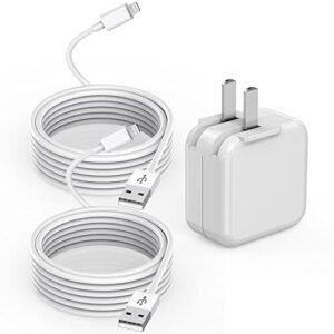 ipad charger,fast apple charger for iphone 【apple mfi certified】12w flodable fast charging usb wall charger portable travel block with 2 pack 6.6ft usb to lightning cable for ipad/mini/air/pro,iphone