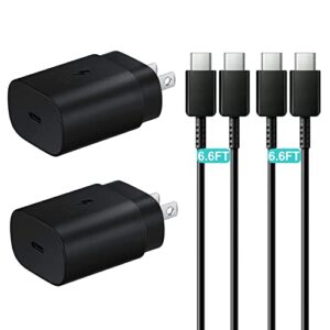 samsung usb c charger, 2-pack 25w super type c fast charging with 6.6ft c to c charger cable for samsung galaxy s23/s23 ultra/s23+/s22/s22 ultra/s22+/s21/s21+/s21 ultra/s20/s20+/s20 ultra/note 20