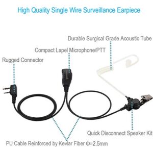 Commountain Single Wire Earpiece Compatible with Baofeng Radios BF-F8HP BF-F9 UV-82 UV-82HP UV-82C UV-5R UV-5R5 UV-5RA UV-5RE UV-5X3 and Kenwood BTECH Retevis Radios, Acoustic Tube Headset