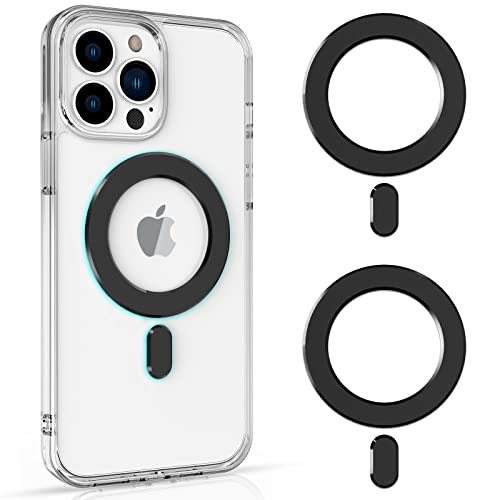 Magnetic Universal Rings with Sticker, 2 PCS Magsafe Sticker Magnet Conversion Rings for Magsafe Accessories & Wireless Charger Compatible with iPhone 14/13/12/11 Pro Max, Samsung Galaxy S22, (Black)