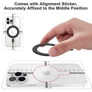 Magnetic Universal Rings with Sticker, 2 PCS Magsafe Sticker Magnet Conversion Rings for Magsafe Accessories & Wireless Charger Compatible with iPhone 14/13/12/11 Pro Max, Samsung Galaxy S22, (Black)