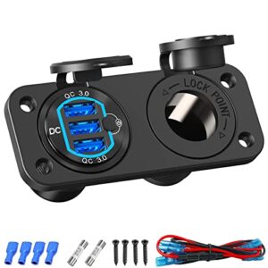 12 volt usb outlet cigarette lighter socket: ouffun aluminum metal 54w multi qc3.0 car usb port with power switch dc 200w waterproof plug car 12v socket charger outlet panel for car boat marine rv ect