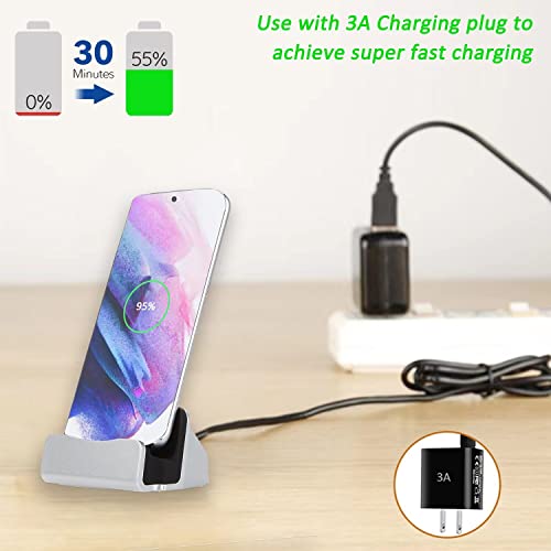 USB C Fast Charger Dock Station, AKwor Charging Desktop for Samsung Galaxy S8, Note8, LG G5 G6 V20, HTC 10, Microsoft Lumia 950 XL, Google Pixel, OnePlus 5-Silver