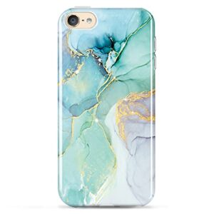luolnh ipod touch 7 case,ipod touch 6 case,ipod touch 5 case,gold glitter sparkle marble design shockproof soft silicone tpu bumper cover skin case for ipod touch 5th / 6th / 7th gen(abstract mint)