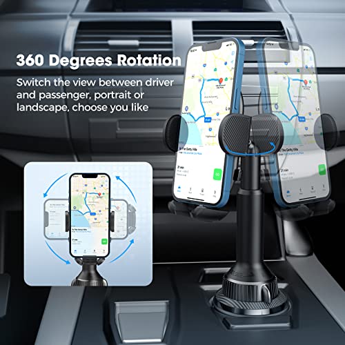 Beglero Cup Holder Phone Mount: Adjustable Height Cup Phone Holder for Car, Universal Extendable Cup Base, Pull-Down Support Feet Car Phone Holder Compatible with iPhone, Samsung, all 4.5-7inch Phones