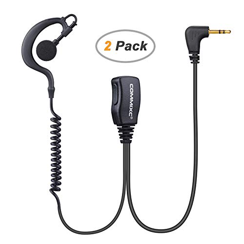 COMMIXC 2-Pack Walkie Talkie Earpiece with Mic, 2.5mm 1-Pin G-Shape Walkie Talkie Headset with PTT, ONLY Compatible with Motorola Talkabout Two-Way Radios