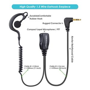 COMMIXC 2-Pack Walkie Talkie Earpiece with Mic, 2.5mm 1-Pin G-Shape Walkie Talkie Headset with PTT, ONLY Compatible with Motorola Talkabout Two-Way Radios