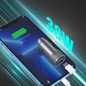 iPhone 13 Fast Car Charger Kit,Dual 38W【Apple MFi Certified】 USB C Fast Charging Car iPhone Wall Charger Adapter Block with 2Pack QC&PD3.0 Lightning Cable for iPhone 14 Pro Max/13/12/11/Xs/XR/8/iPad