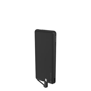 mophie powerstation plus usb-c – universal external battery with built in cables (6,000mah) – matte black