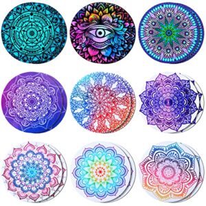 18 pieces phone round magnet mount metal plate sticker for phone magnet car magnet holder mount universal magnetic phone mount plates adhesive metal piece for magnetic phone holder, mandala style