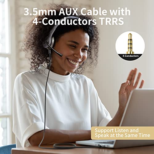 UNBREAKcable 3.5mm AUX Cable with Mic/Microphone (3.9FT, Hi-Fi Stereo) Audio Cord Auxiliary Cable Male to Male TRRS Jack for iPhone, iPad, Samsung, Tablet, Car Home Stereos, Sony Headphones, Speaker