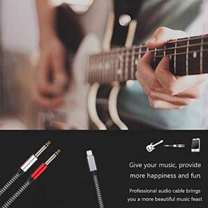 Lightning to Dual 6.35mm 1/4" TS Mono Stereo Y-Cable Splitter Lightning to Dual 1/4 inch Audio Cable Compatible for iPhone12/11/X/XS/XR/8/7/iPad,Amplifier, Speaker, Headphone, Mixing Console 6.6Feet