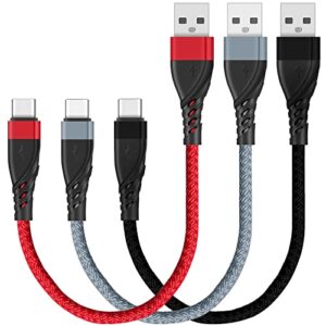 sumpk usb c cable short [1ft 3 pack], usb type c charger braided fast charging cord compatible with samsung galaxy a20 a51, s10+ s9 s8 plus, lg g6, macbook air ipad pro, pixel 2 xl and power bank
