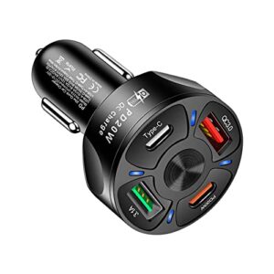 car charger adapter,4 ports usb fast car charger qc3.0/pd20w/type-c/2.1a, smart shunt car phone charger compatible iphone 14 13 12 pro max/all smart phones (black)
