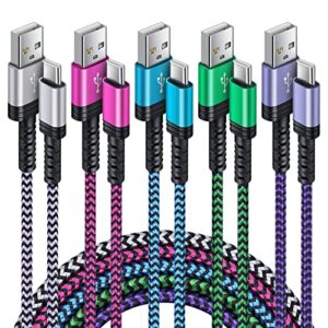 android charger type usb c to usb a fast charging cable phone cord 5 pack for samsung galaxy s23/s22/s21 fe ultra 5g/s20/s10,a14 a54 z flip 4/3/fold 4/3 5g,a73 a53 a13,moto g stylus/play/power,pixel 7