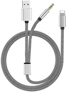 [apple mfi certified]2 in 1 audio charging cable compatible with iphone,lightning to 3.5mm aux cord audio jack works with car stereo speaker headphone car charger support iphone 12/11/11 pro/xs/xr/8/7