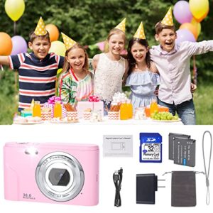 Digital Camera,FHD 1080P 36.0 MP Vlogging Small Video Camera,Kids Digital Camera,Rechargeable Portable Camera with 32G SD Card,16X Digital Zoom,LCD Screen for Students Teens Beginners-Pale