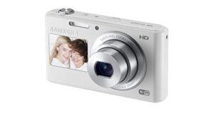 samsung dv150f 16.2mp smart wifi digital camera with 5x optical zoom and 2.7″ main and 1.48″ front dual lcd screens (white)