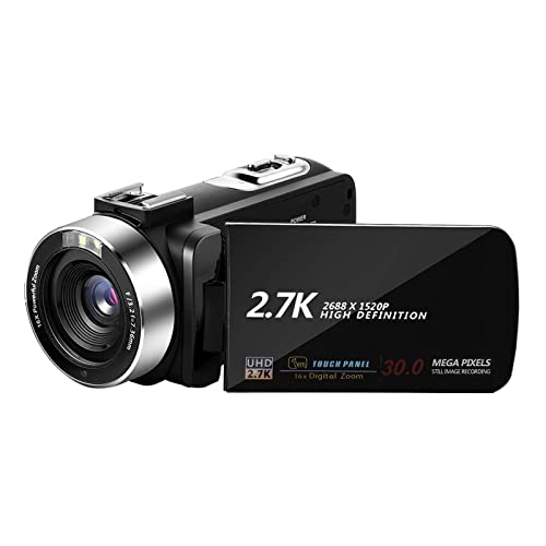 Xinsrenus 2.7K Ultra HD Digital Video Camera, 3.0-inch 270 ° Reversible IPS Touch-Control Screen DV, 16 Times Digital Zoom Double Intelligent Anti-Shake Camera with Remote Control