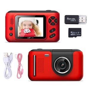 Akloker 2.4 Inch HD Screen Mini Kids Camera Birthday Gift Dual Lens Kids Digital Camera Mini Digital Camera with 32G Memory Card