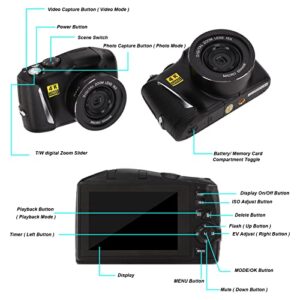 4K Digital Camera, 48MP Vlogging Camera with 3.2in Screen, for YouTube Video Camera with 8 Scene Modes, 16X Digital Zoom, Support 52mm Caliber Filter/Macro Lens