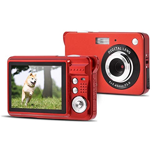 2.7 Inch Digital Video Camera, Mini Compact Digital HD Camera for Backpacking, 8X Automatically Digital Zoom, 5MP Full High Definition, Face Detection and Smile Capture Function, SD Card Storage(Red)