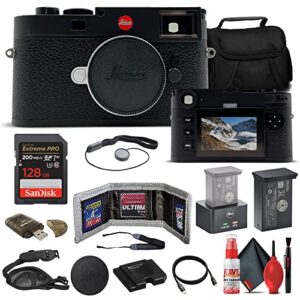 leica m11 digital rangefinder camera – black (20200) with 128gb extreme pro sd card + padded camera bag + memory card wallet & reader + neck strap + lens cap keeper + cleaning kit