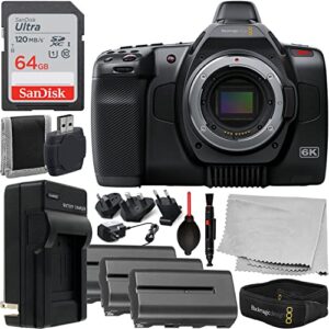 ultimaxx essential accessory bundle with blackmagic design pocket cinema camera 6k g2 – includes: sandisk 64 ultra memory card + 2x seller replacement batteries + cleaning essentials + more