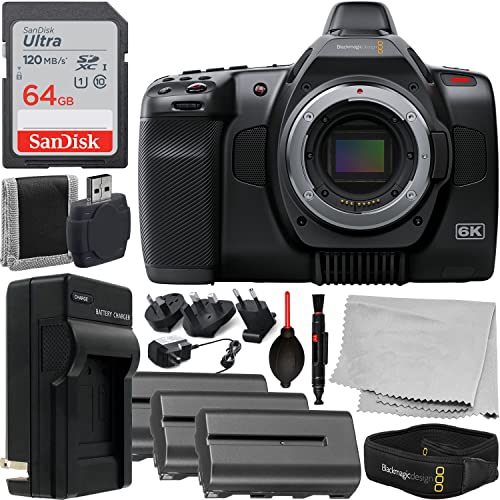 Ultimaxx Essential Accessory Bundle with Blackmagic Design Pocket Cinema Camera 6K G2 - Includes: SanDisk 64 Ultra Memory Card + 2X Seller Replacement Batteries + Cleaning Essentials + More