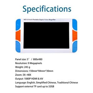 SunrayInno,SV500 5-inch LCD Portable High Resolution Digital Magnifier,Zoom 3x-48x.9 Megapixel Snapshot.Support HDMI 1080P Output Supported,Weak Sight Mode Supported,Voice Prompt.