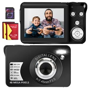 digital camera, 30mp 1080p portable point and shoot camera with sd card, 2.7″ tft screen blogging camera 8x digital zoom slim pocket camera