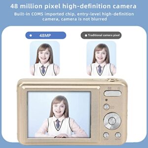 4K Digital Camera, 48 MP Camera with 2.7in HD Screen, 8X Optical Zoom Portable Digital Camera, Vlogging Camera for Children Beginners(Gold)