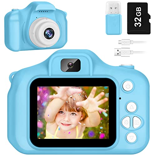 RXMORI Kids Camera,Vintage Style Mini Digital Camera,Upgrade Kids Selfie Camera,HD Digital Video Cameras for Toddler with 32GB SD Card,Birthday Gifts for Kid