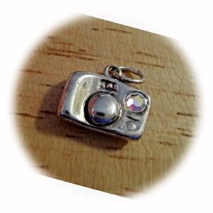 New Sterling Silver 3D 12x13mm Digital Camera Photography CZ as Flash Charm CII3443SEE