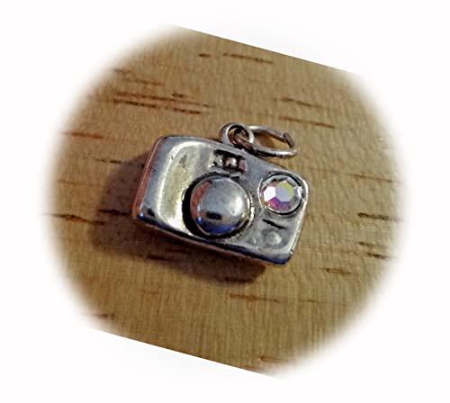 New Sterling Silver 3D 12x13mm Digital Camera Photography CZ as Flash Charm CII3443SEE