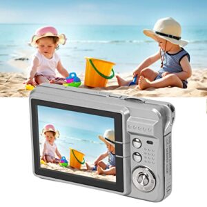 Jopwkuin Vlogging Camera, Digital Camera Rechargeable 48MP 2.7in LCD Built in Fill Light 4K for Shooting(Silver)