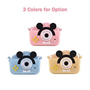 Wennzy Mini Cartoon Kids Digital Camera 1080P Digital Video Camera for Kids Dual Lens 2.0 Inch IPS Screen 4X Zoom Built-in Battery Cute Photo Frames Interesting Games with Neck Strap