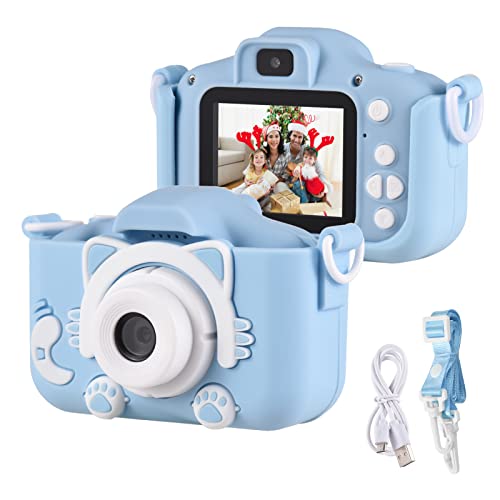 Wennzy Mini Cartoon Kids Digital Camera 1080P Digital Video Camera for Kids Dual Lens 2.0 Inch IPS Screen Built-in Battery Cute Photo Frames Featured Birthday for Boys Girls