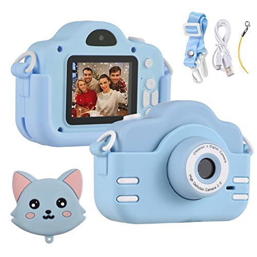 Wennzy Mini Cartoon Kids Digital Camera 1080P Digital Video Camera for Kids Dual Lens 2.0 Inch IPS Screen 4X Zoom Built-in Battery, Perfect Birthday for Boys Girls