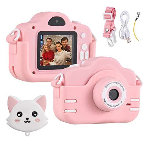 Wennzy Mini Cartoon Kids Digital Camera 1080P Digital Video Camera for Kids Dual Lens 2.0 Inch IPS Screen 4X Zoom Built-in Battery, Perfect Birthday for Boys Girls