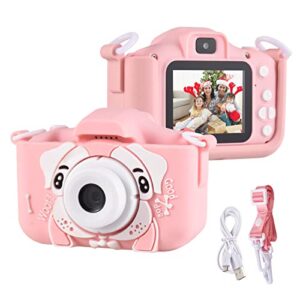 wennzy mini cartoon kids digital camera 1080p digital video camera for kids dual lens 2.0 inch ips screen built-in battery cute photo frames featured birthday for boys girls