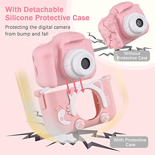 Wennzy Mini Cartoon Kids Digital Camera 1080P Digital Video Camera for Kids Dual Lens 2.0 Inch IPS Screen Built-in Battery Cute Photo Frames Featured Birthday for Boys Girls