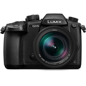 PANASONIC LUMIX GH5 Mirrorless Camera with 12-60mm Lens (DC-GH5LK), 2X 64GB Memory Cards, 2X Spare Battery, Professional Video LED Light, Accessory Bundle (Renewed)