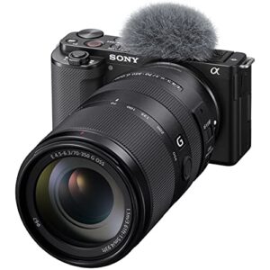 Sony ZV-E10 Mirrorless Alpha APS-C Vlog Camera Body and 70-350mm F4.5-6.3 G OSS Super-Telephoto Lens SEL70350G ILCZV-E10/B Black Bundle with Deco Gear Case, Extra Battery, Photo Video Accessories Kit