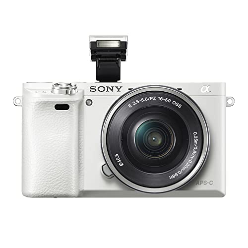 Camera Bundle for Sony Alpha a6000 Mirrorless Digital Camera with 16-50mm Lens (White) Must Have Bundle Wide Angle and Telephoto + Accessories (Renewed)